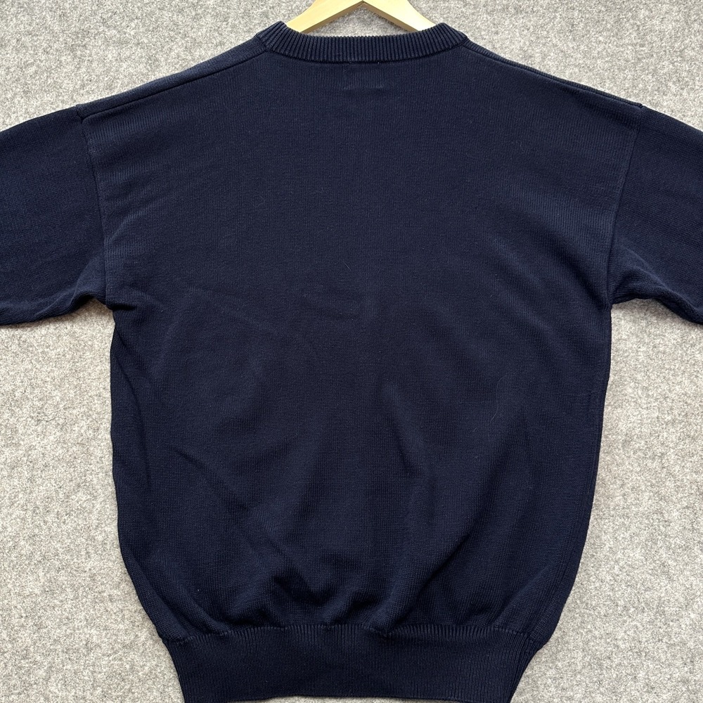 Vintage IZOD Sweater Men's Large Navy Cotton Golf Crest Crewneck 90s Preppy - Picture 10 of 10